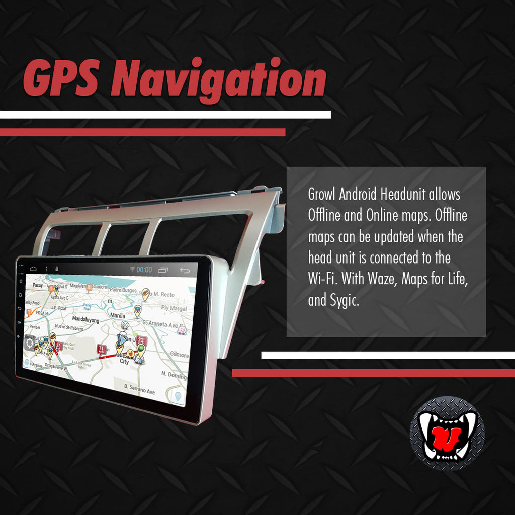 Growl for Toyota Vios 2007-2013 All Variants Android Head Unit 9" Screen