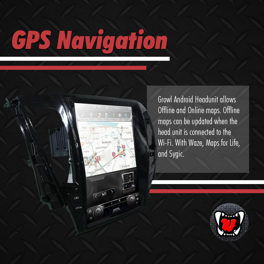 Growl for Mitsubishi Montero 2016-2019 Variant GLS - GLX AT model Android Head Unit 12.1" Vertical Screen