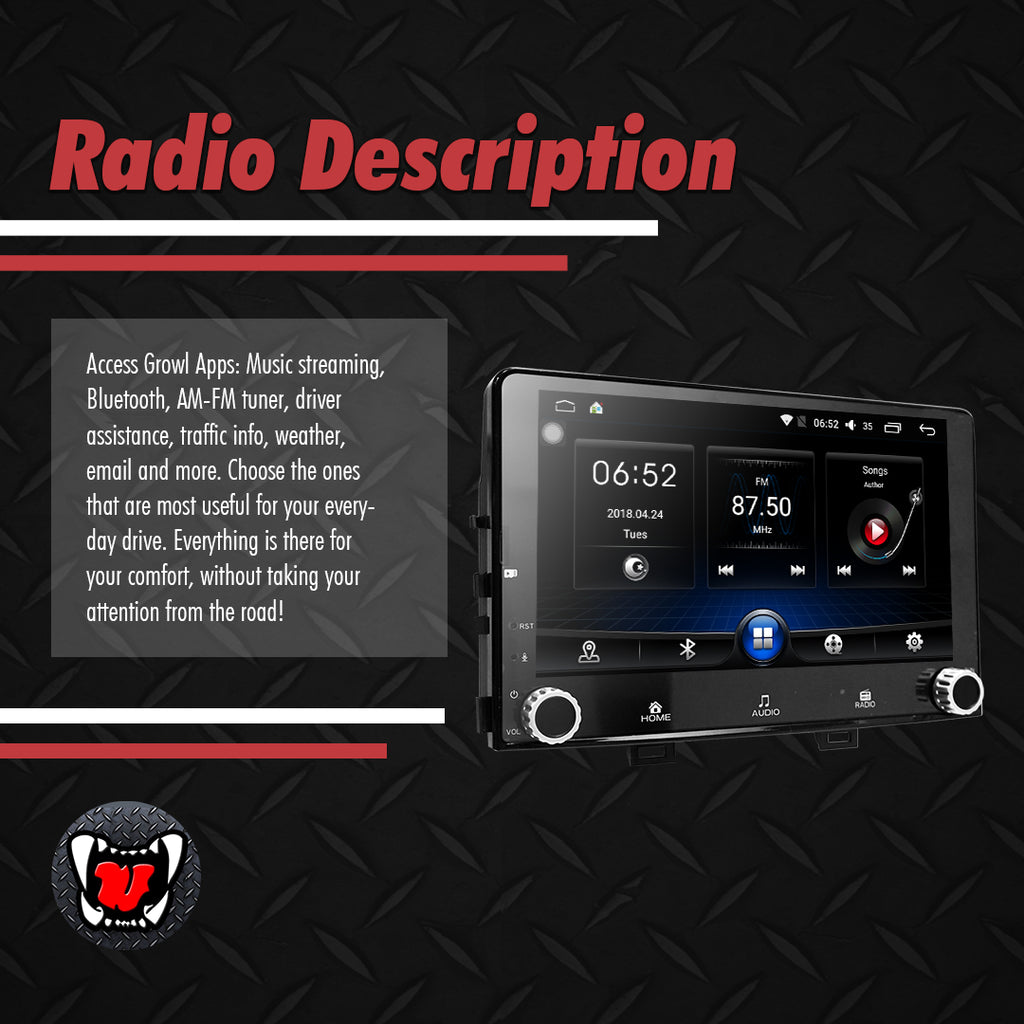 Growl for Kia Rio 2012-2015 All Variants Android Head Unit 7" with panel