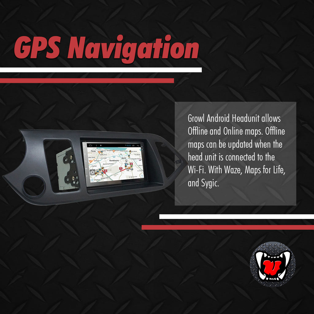 Growl for Kia Picanto 2012-2016 All Variants Android Head Unit 7" with panel