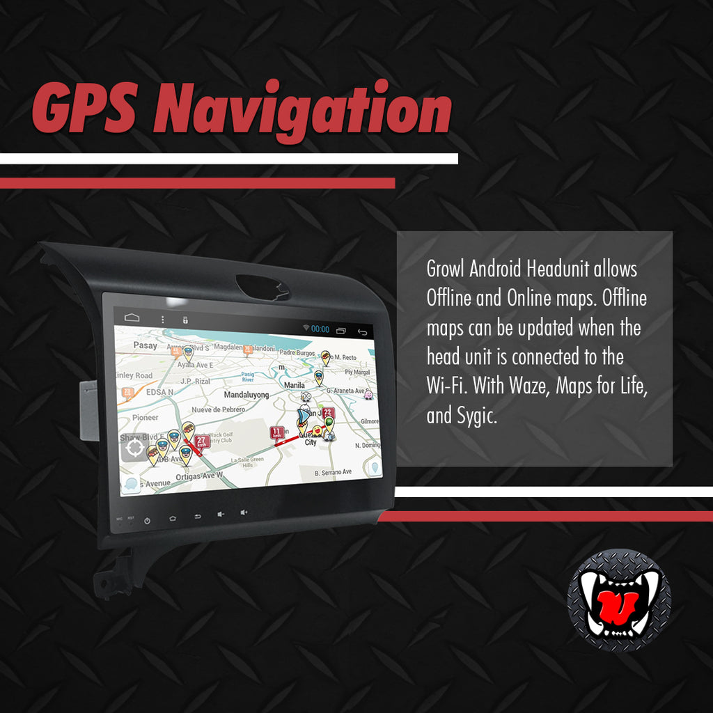 Growl for Kia Forte 2014-2016 All Variants Android Head Unit 8" BUTTON TYPE