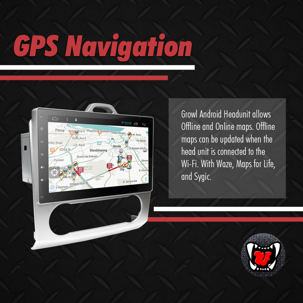 Growl for Ford Focus 2008-2012 Digital Aircon Android Head Unit 9" FULL TAB