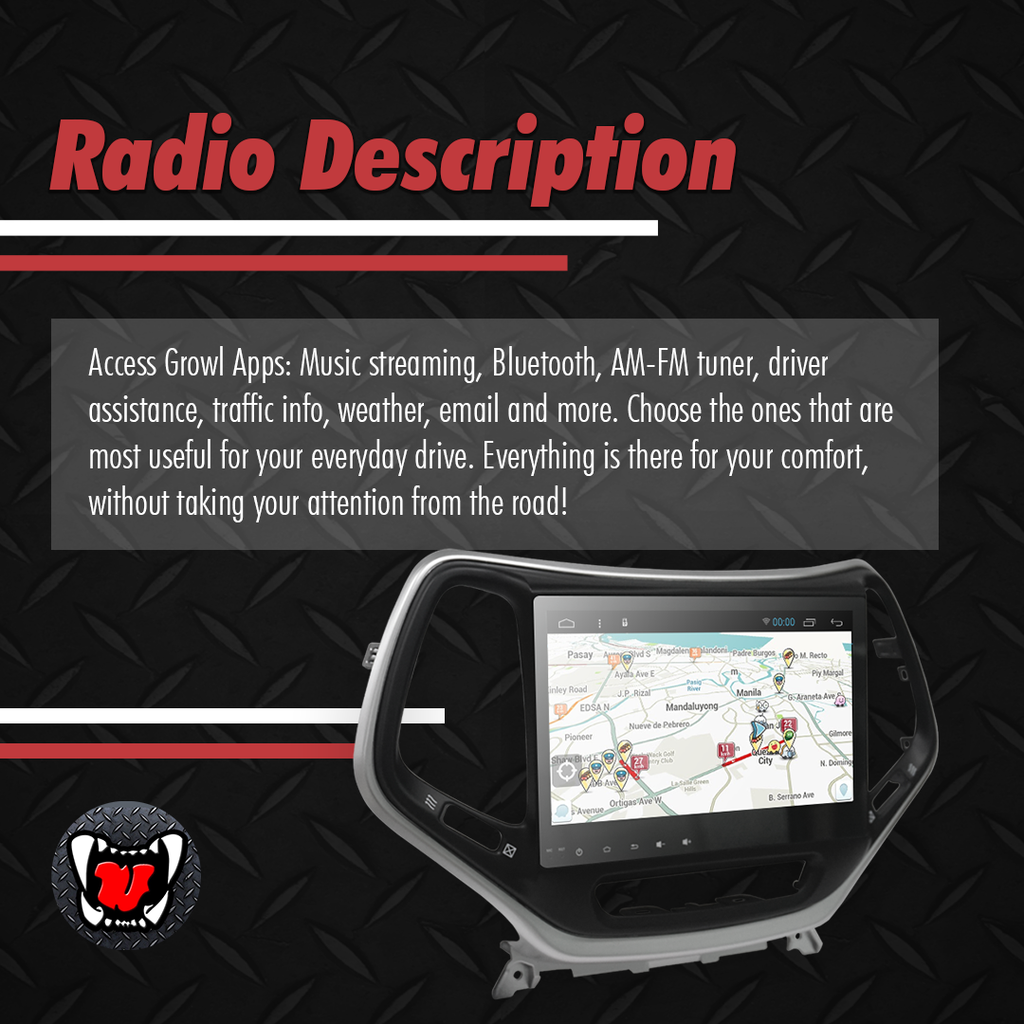 Growl for Jeep Cherokee 2016 All Variants Android Head Unit 9"